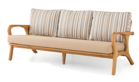 Elegantes Beiges 3-Sitzer Sofa Aus Holz Und Textil