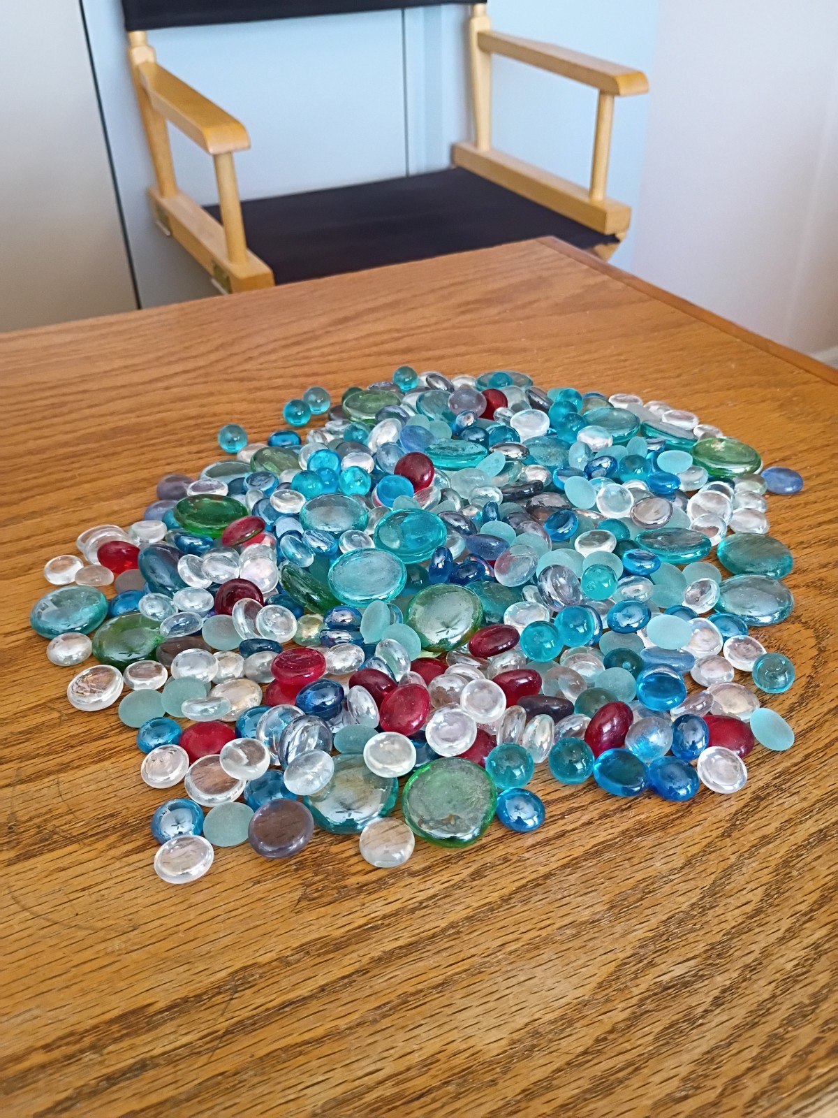 Assorted Glass Gem Pebbles, Flat and Marble Beads for Crafts and Decor 4 Pounds