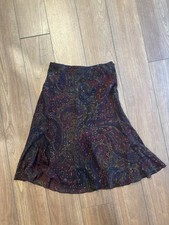 Lauren Ralph Lauren Paisley 100 Silk Flared Skirt Size Small