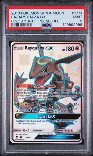 2018 Pokemon Sun Moon Promo Hidden Fates Rayquaza Gx #177A PSA 9
