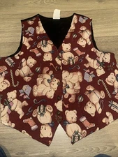 Bobbie Brooks Teddy Bear Christmas Vest Large  See Photo Of Back