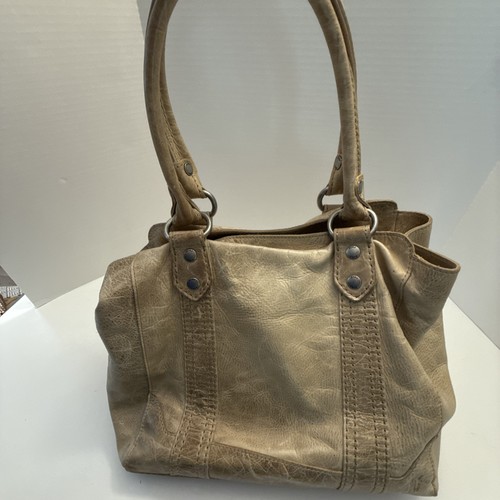 FRYE Melissa Distressed Tan Leather Tote Handbag Purse EUC with Dust Bag - Picture 14 of 21