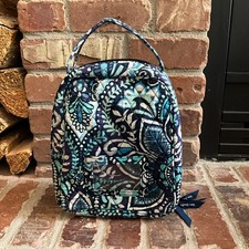 Vera Bradley Blue Island Medallion Quilted Lunch Bag Zip Around Top Handle