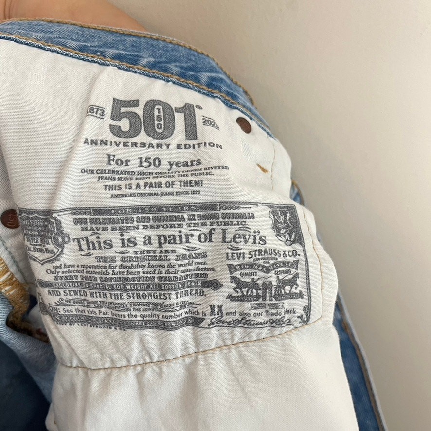 Levi's Denim 501s Medium Wash Patchwork Distresse… - image 7