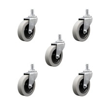 3 Inch Thermoplastic Wheel 7/8 Inch Grip Ring Stem Caster Set of 5 SCC