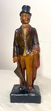 Rare antique hand carved wood Theo Roosevelt German whistler sculpture statue