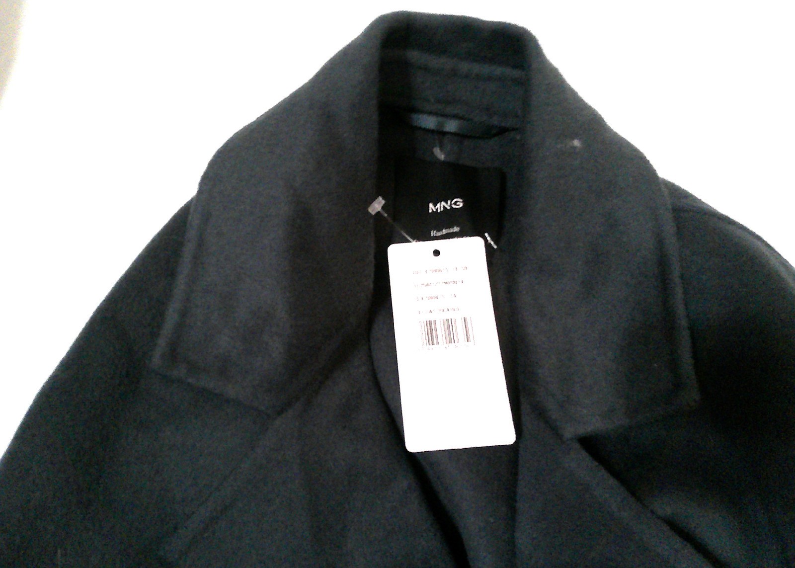 New NWT Womens XXS Mango MNG Handmade Wool Coat Belt Dark Teal Blue Picarol image 3