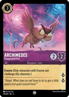 x4 Archimedes - Exasperated Owl - 39/204 - Common - Cold Foil Lorcana DLC05 Shim