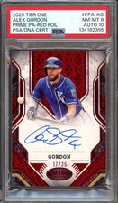 2025 Topps Tier One - Alex Gordon Auto Prime Performers Red /25 #PPA-AG PSA 8