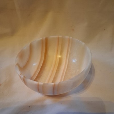 Vintage Schale handgeschnitzt Onyx oder Alabaster 12, cm Durchmesser
