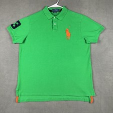 Polo Ralph Lauren Shirt Mens XL Green Custom Fit Short Sleeve Big Pony Polo EUC