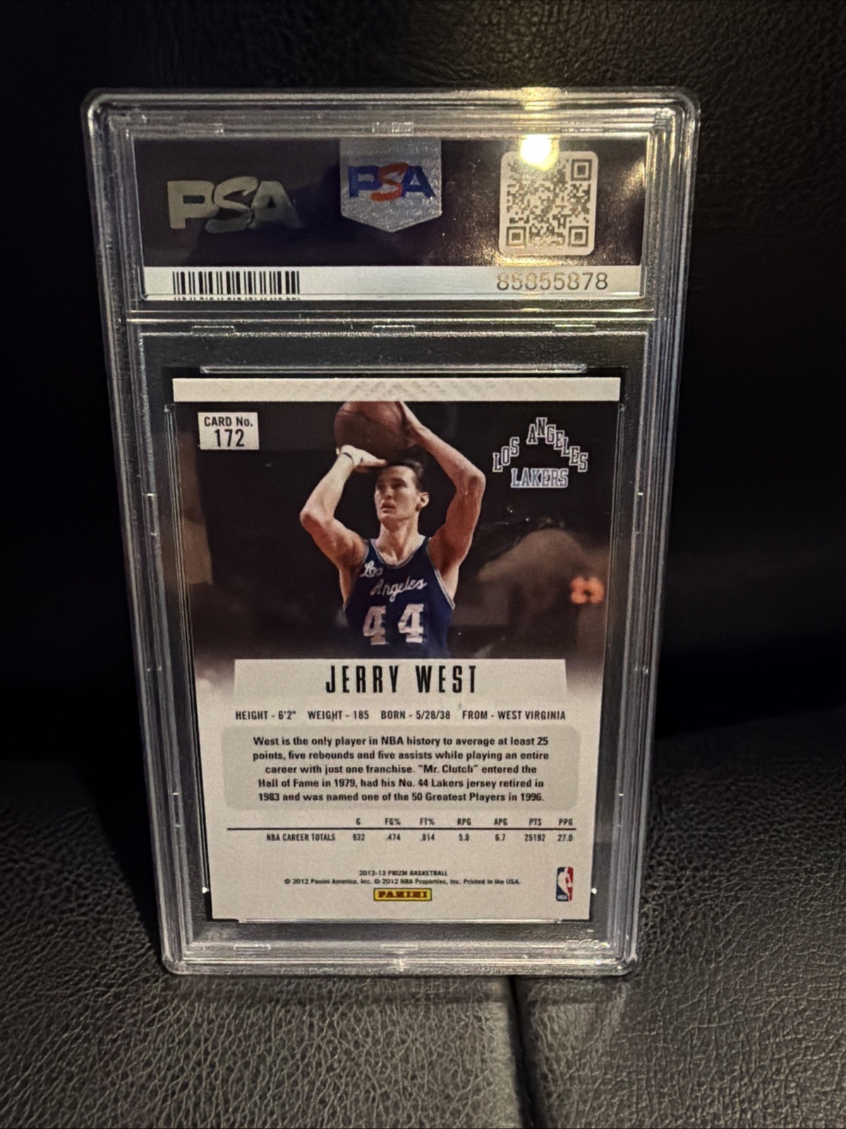 Jerry West 2012 Panini Prizm Card #172 PSA 10 1st Year Prizm THE LOGO MAN view 4