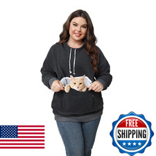 Unisex Cat Pouch Hoodie Long Sleeve Kitten Puppy Holder Hoodies Front Large Pouc