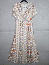Boho Maxi Dress Size Medium M Faux Wrap Double Side Slit Shein Short Sleeve 
