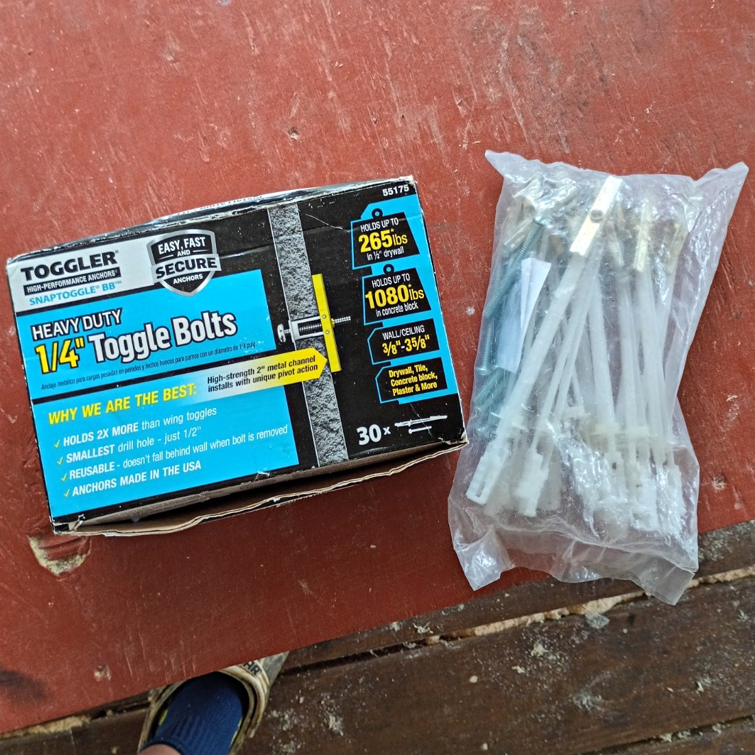 TOGGLER SNAPTOGGLE BB Toggle Bolts 1/4-20 x 2-1/2in Zinc Plated 30pk Plus 10