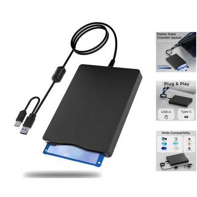 External USB Floppy Drive - Fast Data Transfer and Portable Design for Users
