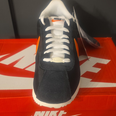 Nike Cortez Txt Black Orange White Low Top Sneaker Lace Up Men's New w/ Box
