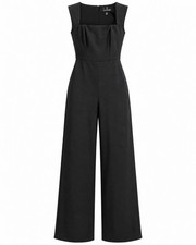 Lulus Black Wide Leg Jumpsuit XS Square Neck Sleeveless Made in USA