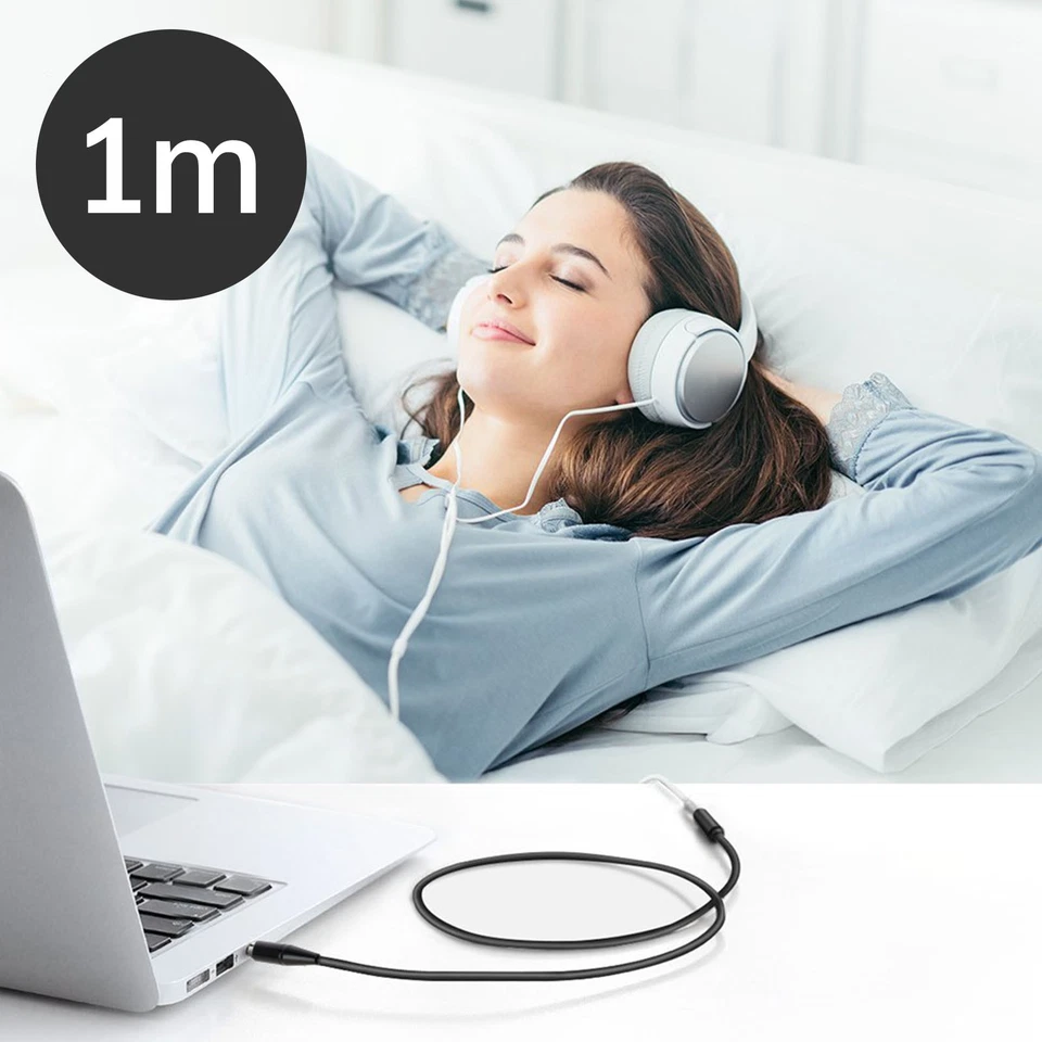 Cable Audio auxiliar universal macho-hembra 3,5 mm Longitud 1M Akashi - Negro - Imagen 4 de 4