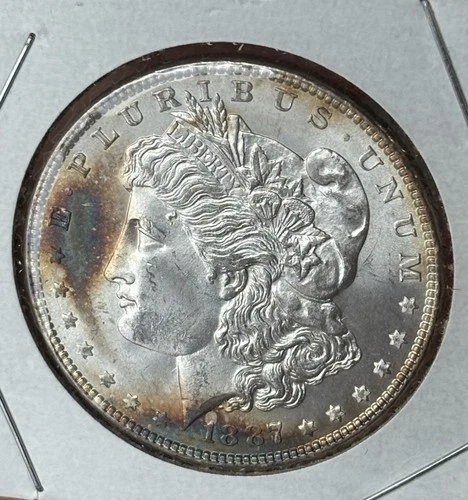 1887 P $1 MORGAN SILVER DOLLAR Original UNC Toner BU Stunner! Free Shipping!