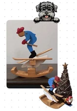 Folk Art Wood Rocking Skier Sculpture Handcrafted by John Hart Wild Wood of WV