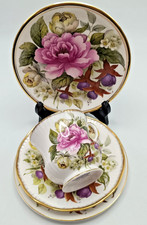 QUEENS FINE BONE TEA CHINA CUP & SAUCER. AUGUST - BY ROSINA & OTHER SIDE PLATES.