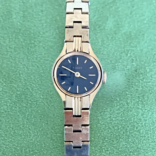 Vintage Timex 1982 Manual Wind Ladies 18MM Gold Tone Working A44 Art Deco Style