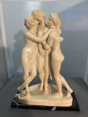 Three Graces Goddesses Sculpture Bonded Marble Figurine Statue Artist Giannetti