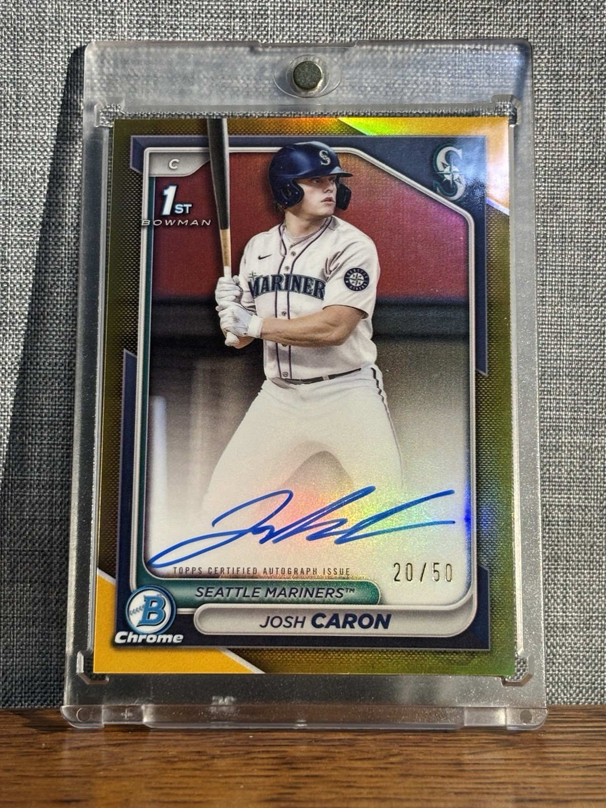 2024 Bowman Draft Chrome Josh Caron 1st True Gold Auto #/50 Seattle Mariners