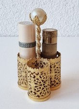 Toller vergoldeter Lippenstifthalter mit floraler Durchbrucharbeit um 1950