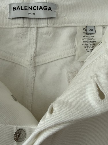 Jeans denim Balenciaga bianco con bottoni a mosca taglia 28 - Foto 4 di 5