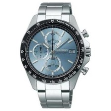 SEIKO Selection SBTR029 Chronograph Quartz 10Bar WR Black Silver Men's Watch JDM