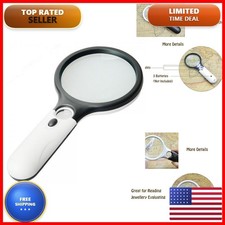 LED Light Handheld Magnifier 3X 45X Glass for Reading Jewelry
