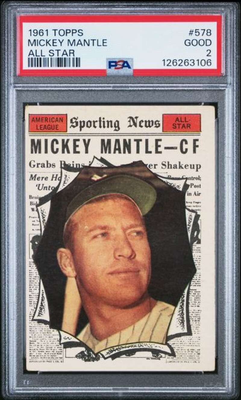 1961 Topps #578 Mickey Mantle PSA 2 New York Yankees AS  (3106)