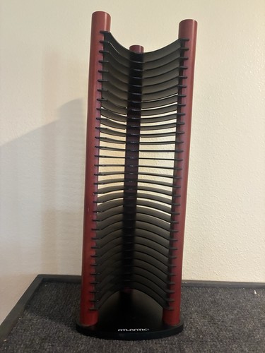 Wood Black And Cherry 30 CD Tower Rack Holder  Retro Atlantic 90's Y2K
