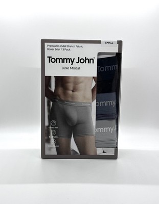 Tommy John Second Skin Men's 3-Pack Luxe Modal Boxer Briefs S Blk/Turbulence/Mon