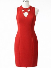GUESS Red Sleeveless Midi Dress Crisscross Neckline sexy party statement piece 4