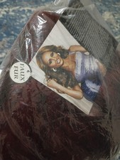 Womens Faux Fur Shawl Wrap Burgundy