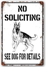 No Soliciting See Dog For Details Funny Tin Metal Signs Home D cor 8x12
