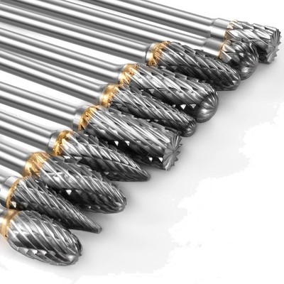 Hartmetall Frässtifte Set 10 Stück Doppelschnitt 3mm Schaft Wolframkarbid Dremel