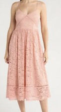NSR blush pink lace midi dress, size s