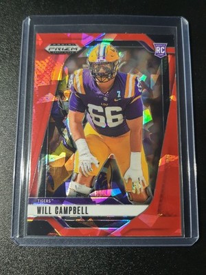 Will Campbell - Prizm Draft Picks 2025 - Patriots, LSU Tigers - Red Ice - RC