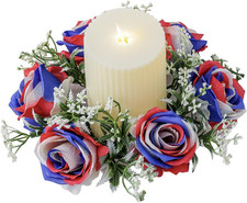 4th of July Candle Rings Red White and Blue Mini Wreath Independence Day Artific