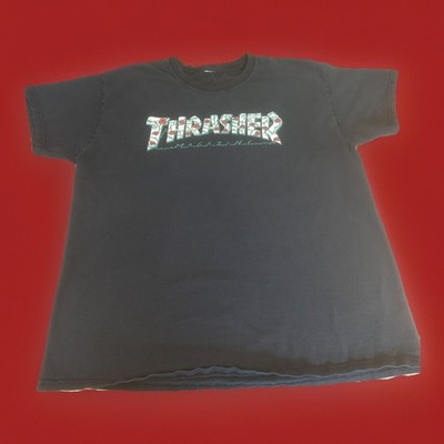 Thrasher Magazine Short Sleeve Black Graphic T-Shirt Rose Thorns Spellout ?? Med