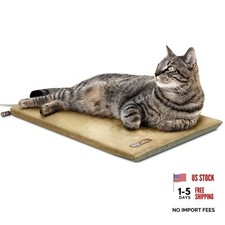 Heated Cat Bed Pad for Indoor Cats, Thermo 12.5 X 25 Inches Sage/Tan Pet Bed