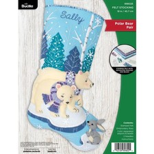 Bucilla Felt Stocking Applique Kit 18" Long-Polar Bear Pair Quilted Delight
