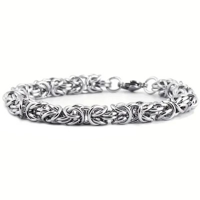 Byzantinisches byzantinisches Mesh Armband Stahl massiv antiallergisch silberfarben
