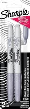 Sharpie Metallic Permanent Markers Fine Point, Silver 2 Count