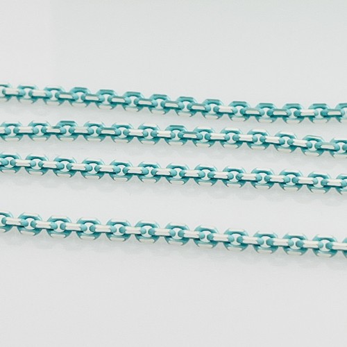 Tiffany & Co Sparkler Blue Coated Silver Enamel Chain Necklace 30" 2.5mm Links - Picture 9 of 10