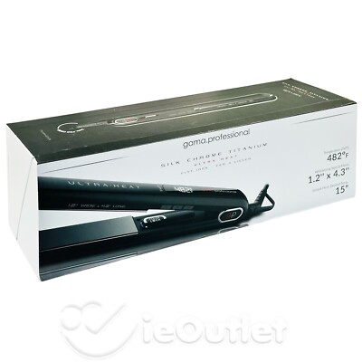 Gama Professional Silk Chrome Titanium Hair Straightener Flat Iron - 1.2'' x 4.3''